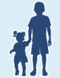 silhouette of kids